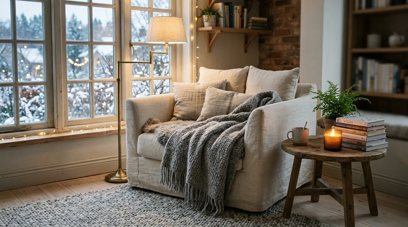 Bring in candles for warmth and everyday ritual inspiration for a hygge home interior.